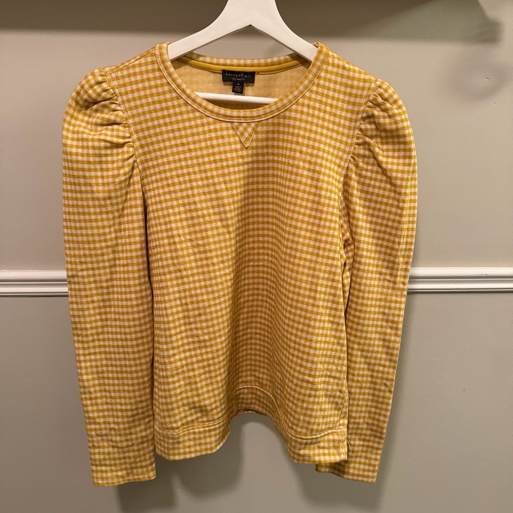 Current Air Yellow Checkered Long Sleeve Top